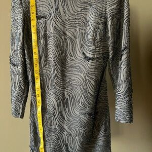 Halston Heritage Gray Beaded Midi Dress